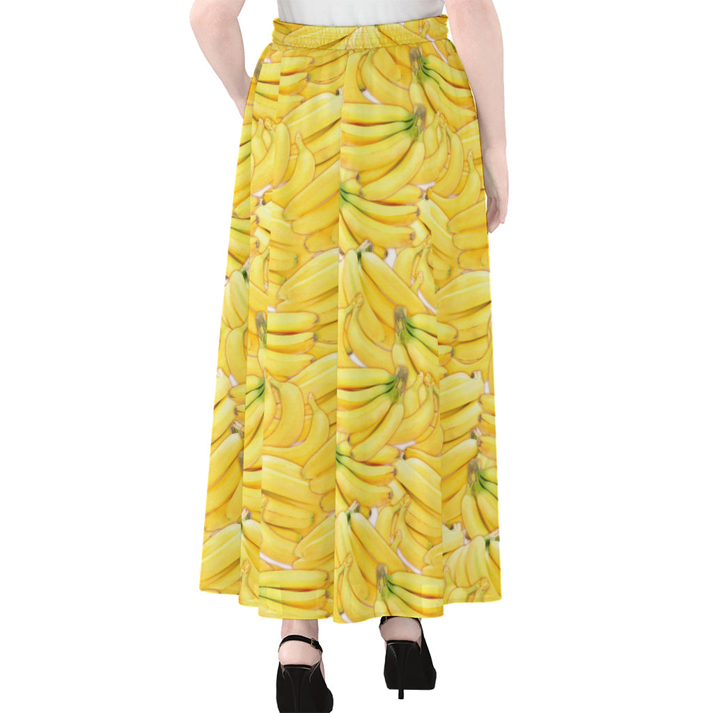 Ripe Banana Pattern Print Chiffon Maxi Skirt