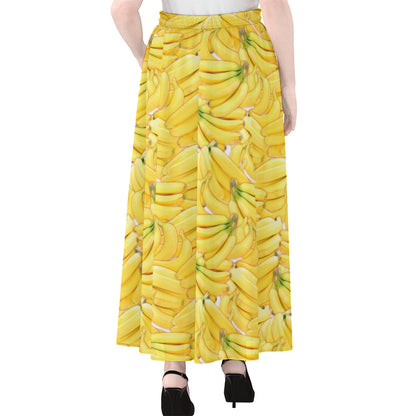 Ripe Banana Pattern Print Chiffon Maxi Skirt