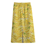 Ripe Banana Pattern Print Cotton Front Slit Maxi Skirt