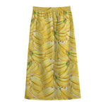 Ripe Banana Pattern Print Cotton Front Slit Maxi Skirt