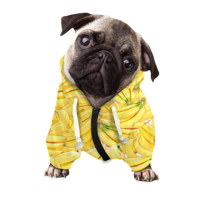 Ripe Banana Pattern Print Dog Zip Up Hoodie
