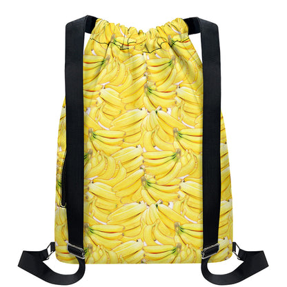 Ripe Banana Pattern Print Drawstring Backpack