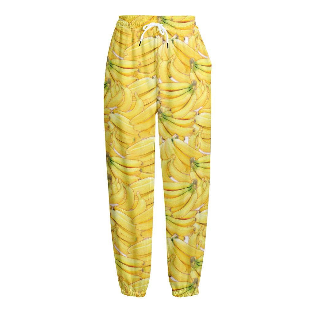 Ripe Banana Pattern Print Fleece Lined Knit Pants