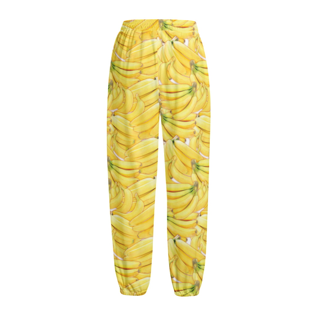 Ripe Banana Pattern Print Fleece Lined Knit Pants