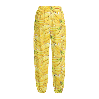Ripe Banana Pattern Print Fleece Lined Knit Pants