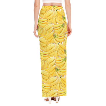 Ripe Banana Pattern Print High Slit Maxi Skirt