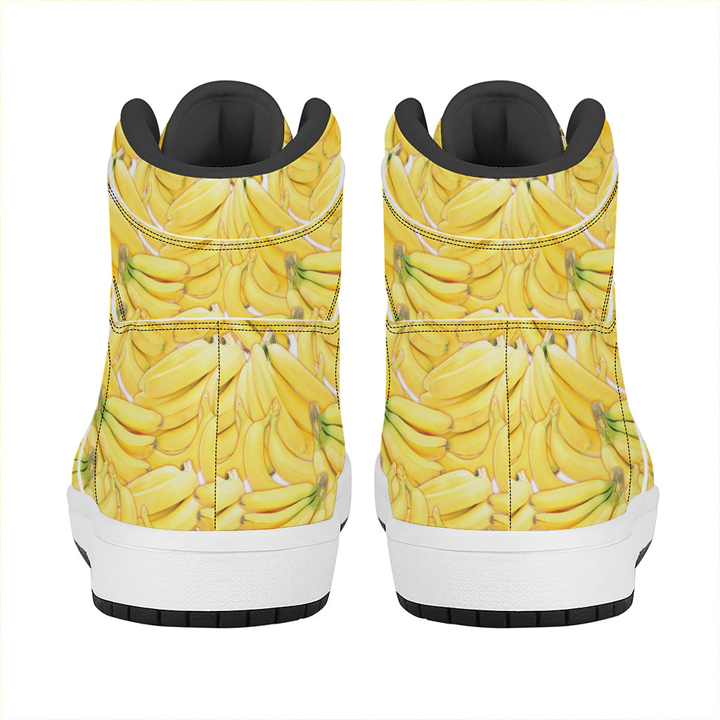 Ripe Banana Pattern Print High Top Leather Sneakers