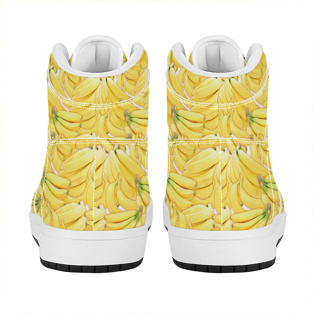 Ripe Banana Pattern Print High Top Leather Sneakers