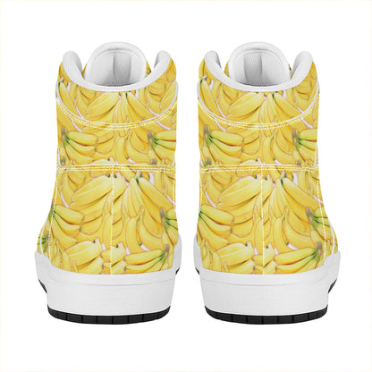 Ripe Banana Pattern Print High Top Leather Sneakers