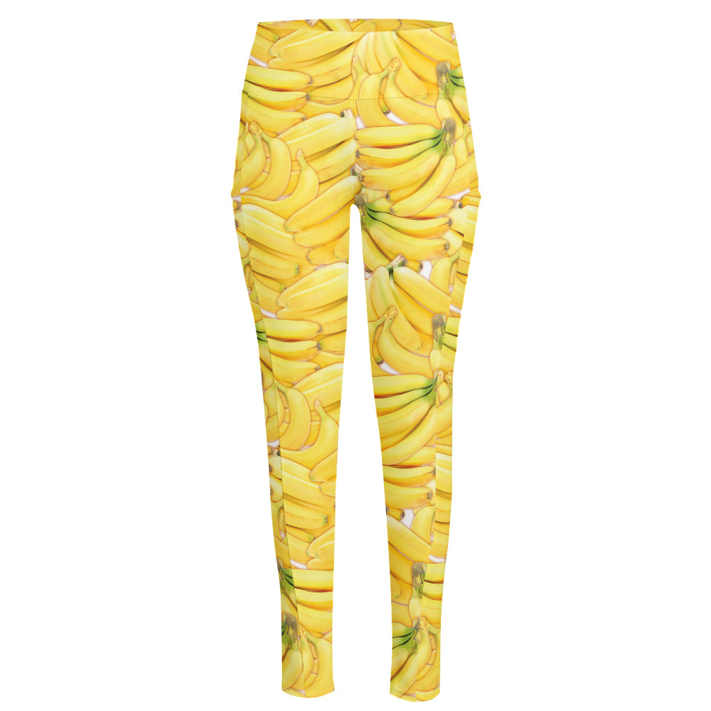 Ripe Banana Pattern Print High-Waisted Pocket Leggings