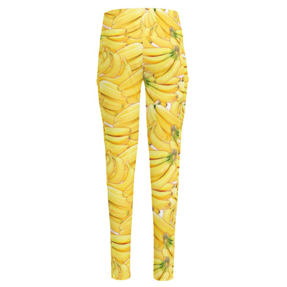 Ripe Banana Pattern Print High-Waisted Pocket Leggings