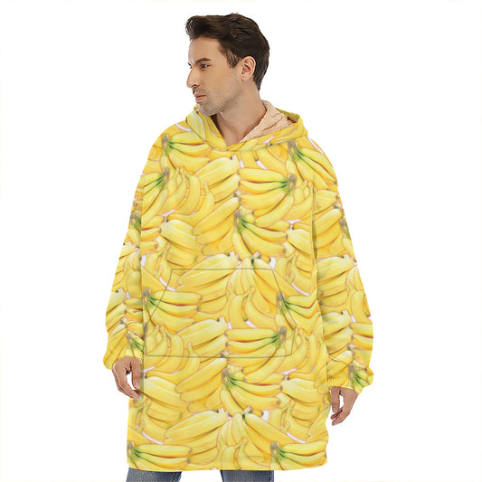 Ripe Banana Pattern Print Hoodie Blanket