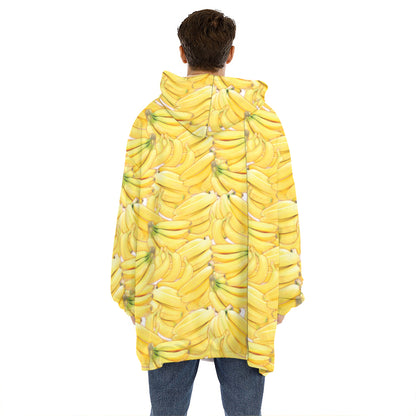 Ripe Banana Pattern Print Hoodie Blanket