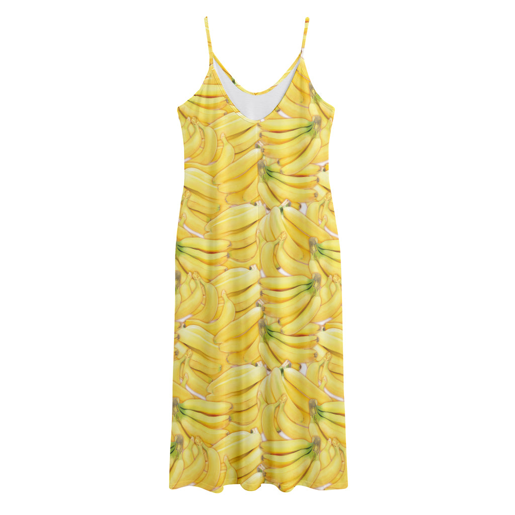 Ripe Banana Pattern Print Jersey Midi Cami Dress