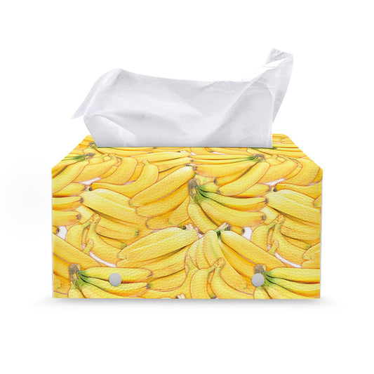 Ripe Banana Pattern Print Leather Tissue Box Cover