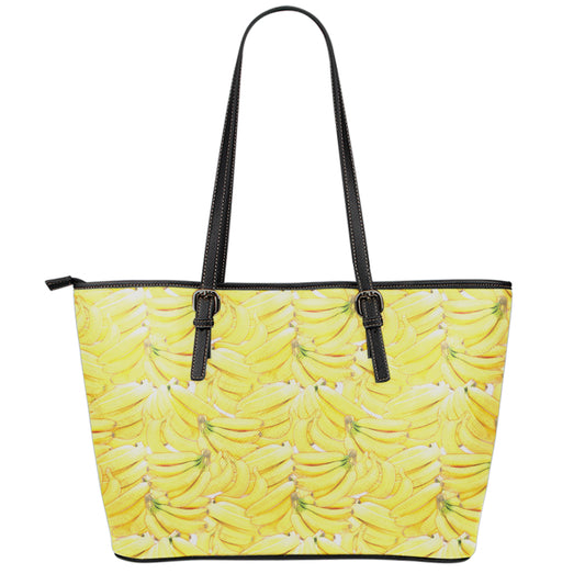 Ripe Banana Pattern Print Leather Tote Bag