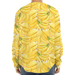 Ripe Banana Pattern Print Long Sleeve Baseball Jersey