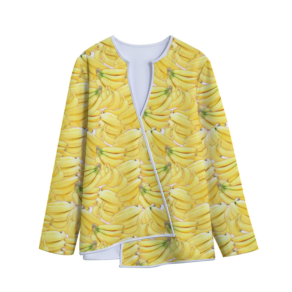 Ripe Banana Pattern Print Long Sleeve Short Coat