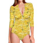 Ripe Banana Pattern Print Long Sleeve Swimsuit