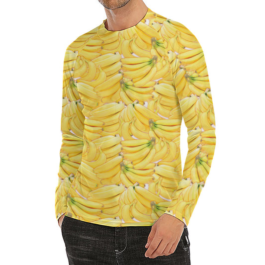 Ripe Banana Pattern Print Men's Long Sleeve Rash Guard