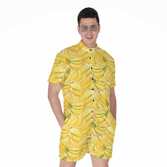 Ripe Banana Pattern Print Men's Rompers