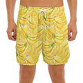 Ripe Banana Pattern Print Men's Split Running Shorts