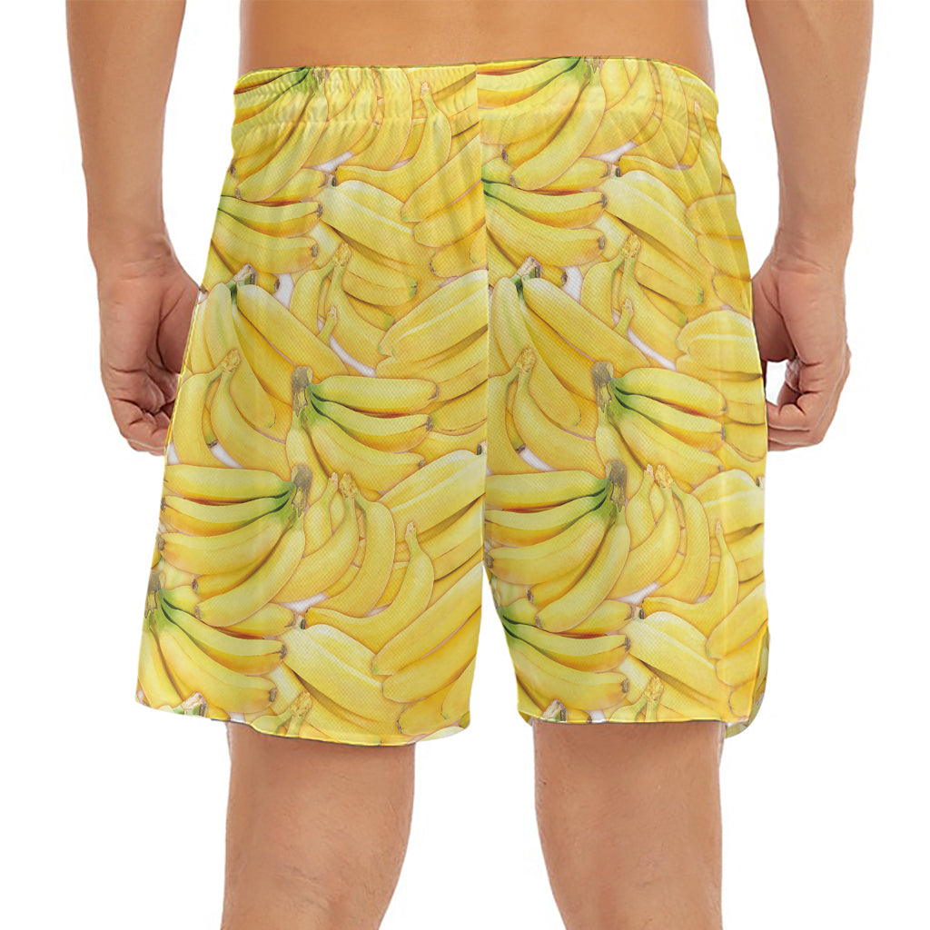 Ripe Banana Pattern Print Men's Split Running Shorts