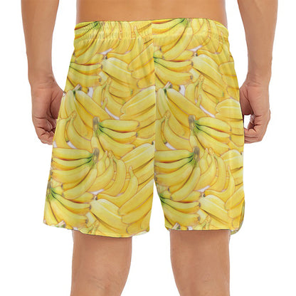 Ripe Banana Pattern Print Men's Split Running Shorts
