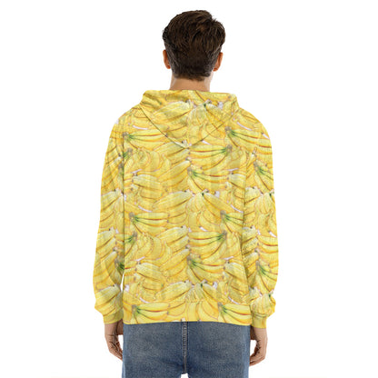 Ripe Banana Pattern Print Men's Velvet Pullover Hoodie