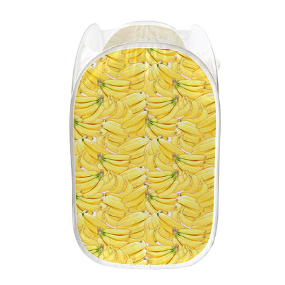 Ripe Banana Pattern Print Mesh Laundry Hamper