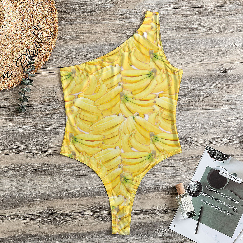 Ripe Banana Pattern Print One Shoulder Bodysuit