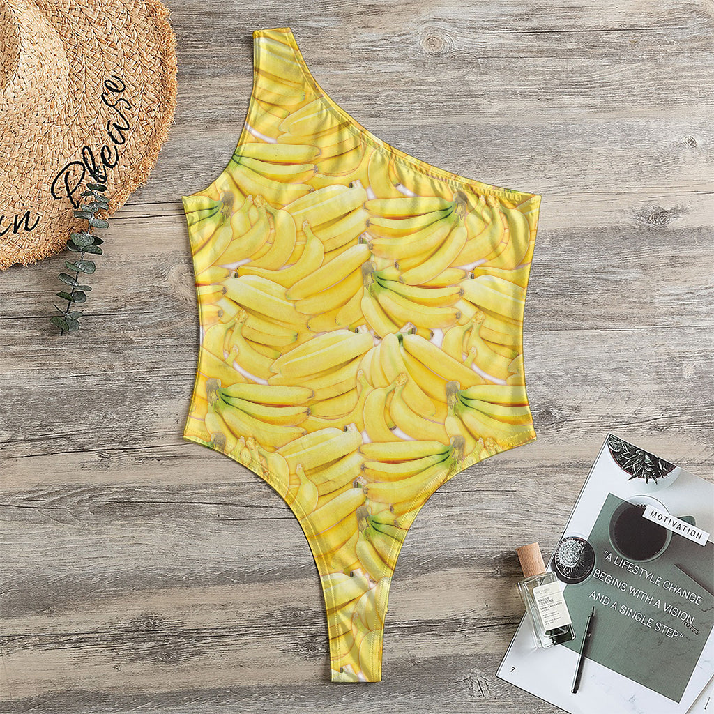 Ripe Banana Pattern Print One Shoulder Bodysuit