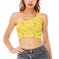 Ripe Banana Pattern Print One Shoulder Crop Top