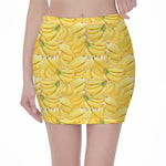 Ripe Banana Pattern Print Pencil Mini Skirt