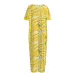 Ripe Banana Pattern Print Short Sleeve Long Nightdress