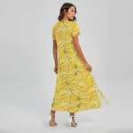 Ripe Banana Pattern Print Short Sleeve Maxi Dress