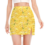 Ripe Banana Pattern Print Side Slit Mini Skirt