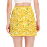 Ripe Banana Pattern Print Side Slit Mini Skirt