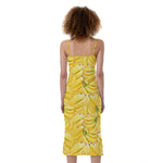 Ripe Banana Pattern Print Slim Fit Midi Cami Dress
