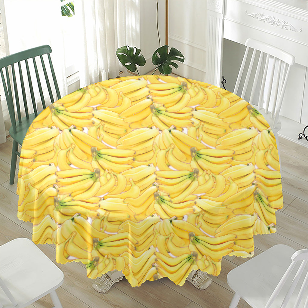 Ripe Banana Pattern Print Waterproof Round Tablecloth