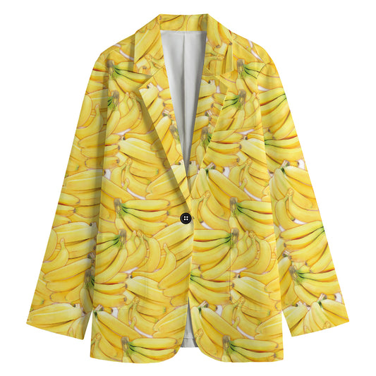 Ripe Banana Pattern Print Women's Cotton Blazer