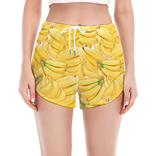 Ripe Banana Pattern Print Women's Split Running Shorts