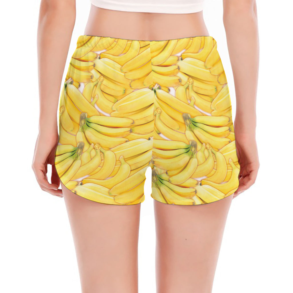 Ripe Banana Pattern Print Women's Split Running Shorts