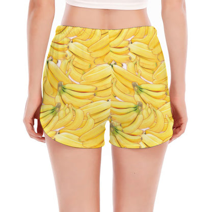 Ripe Banana Pattern Print Women's Split Running Shorts