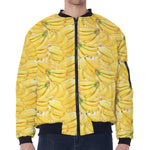 Ripe Banana Pattern Print Zip Sleeve Bomber Jacket