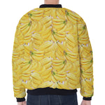 Ripe Banana Pattern Print Zip Sleeve Bomber Jacket