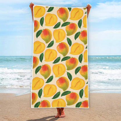 Ripe Mango Fruit Pattern Print Beach Towel
