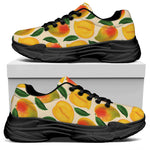 Ripe Mango Fruit Pattern Print Black Chunky Shoes