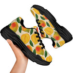 Ripe Mango Fruit Pattern Print Black Chunky Shoes