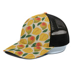 Ripe Mango Fruit Pattern Print Black Mesh Trucker Cap